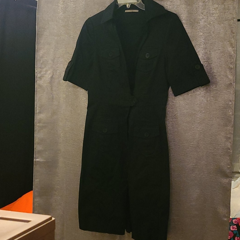 Zara Black Military Style Button Front Dress